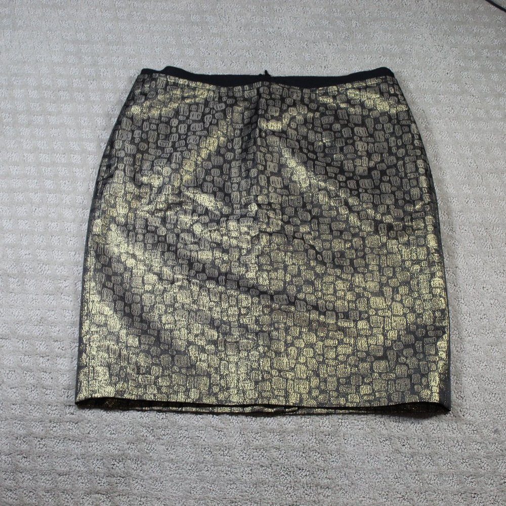 Ann Taylor Loft Size 10 Black and Gold Metallic Skirt